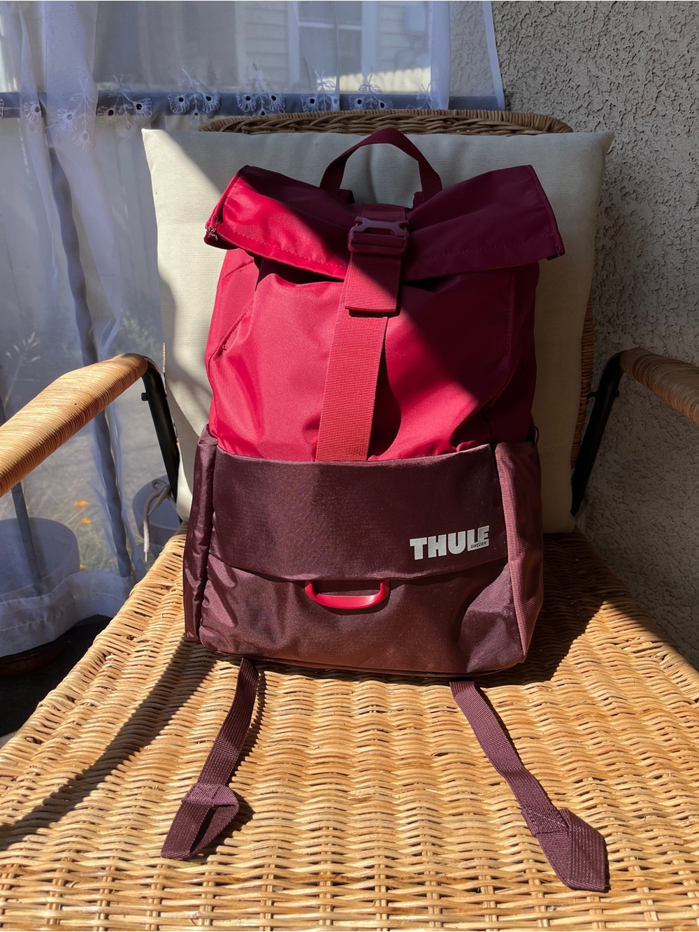 Thule Departer 23L Daypack Red and Maroon Roll-Top Backpack